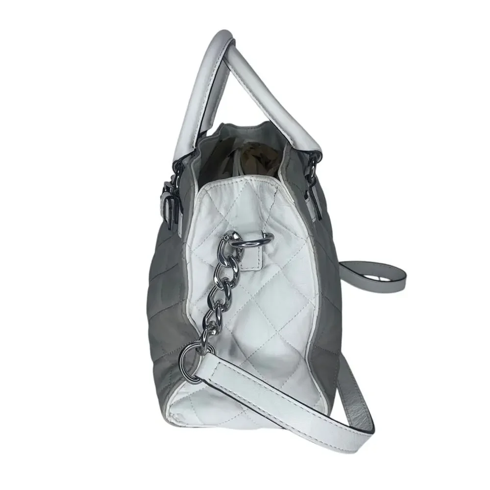 Michael Kors Hamilton Quilted Gray and White Hand Shoulder Bag
